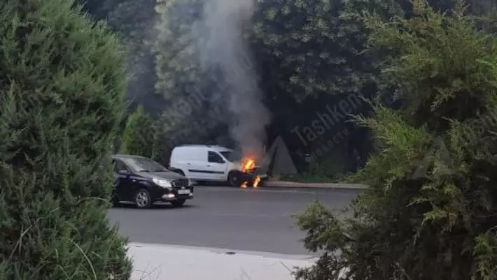 В Ташкенте вспыхнул припаркованный автомобиль
