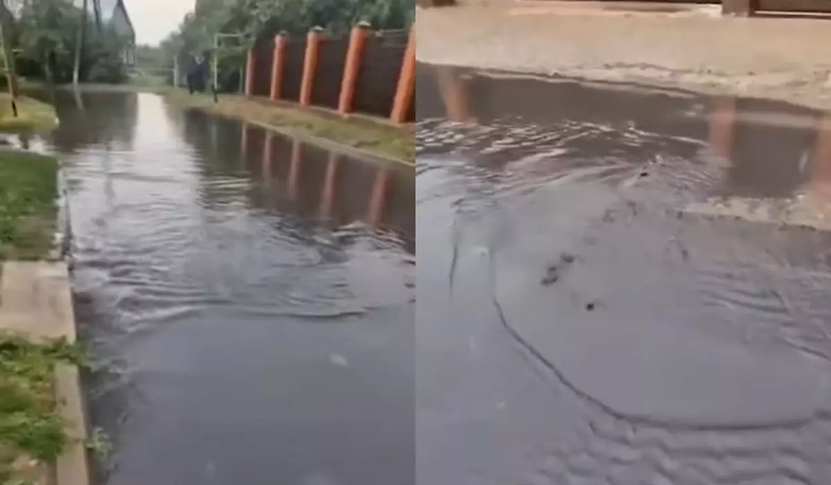 Целую улицу затопило канализационными водами в Астане (ВИДЕО)