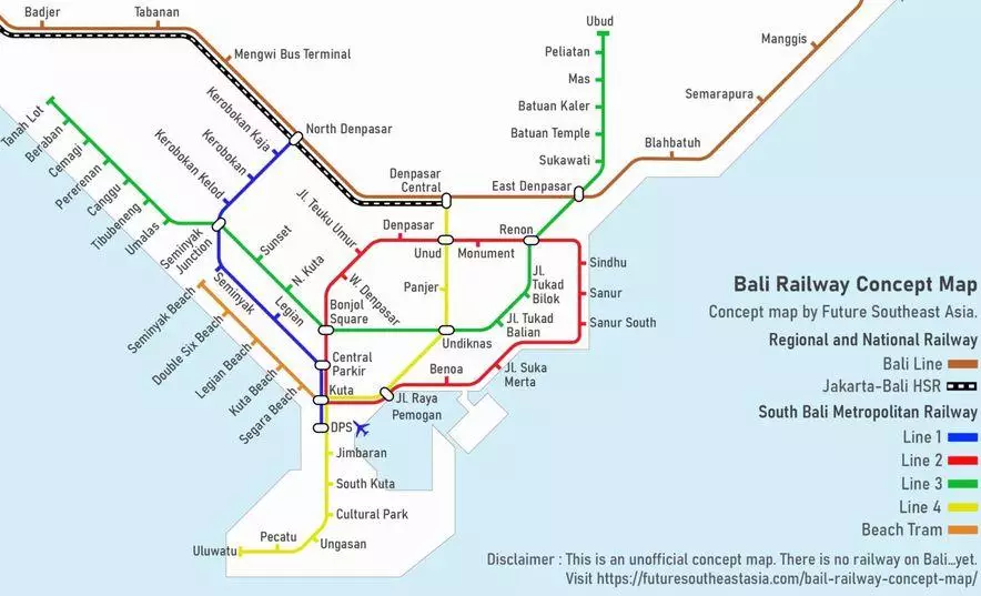 На Бали к 2028 году планируют построить линию городской железной дороги