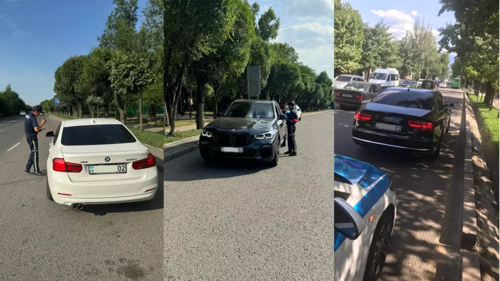 Акция "Борышкер" в Алматы взыскание налоговой задолженности с автолюбителей