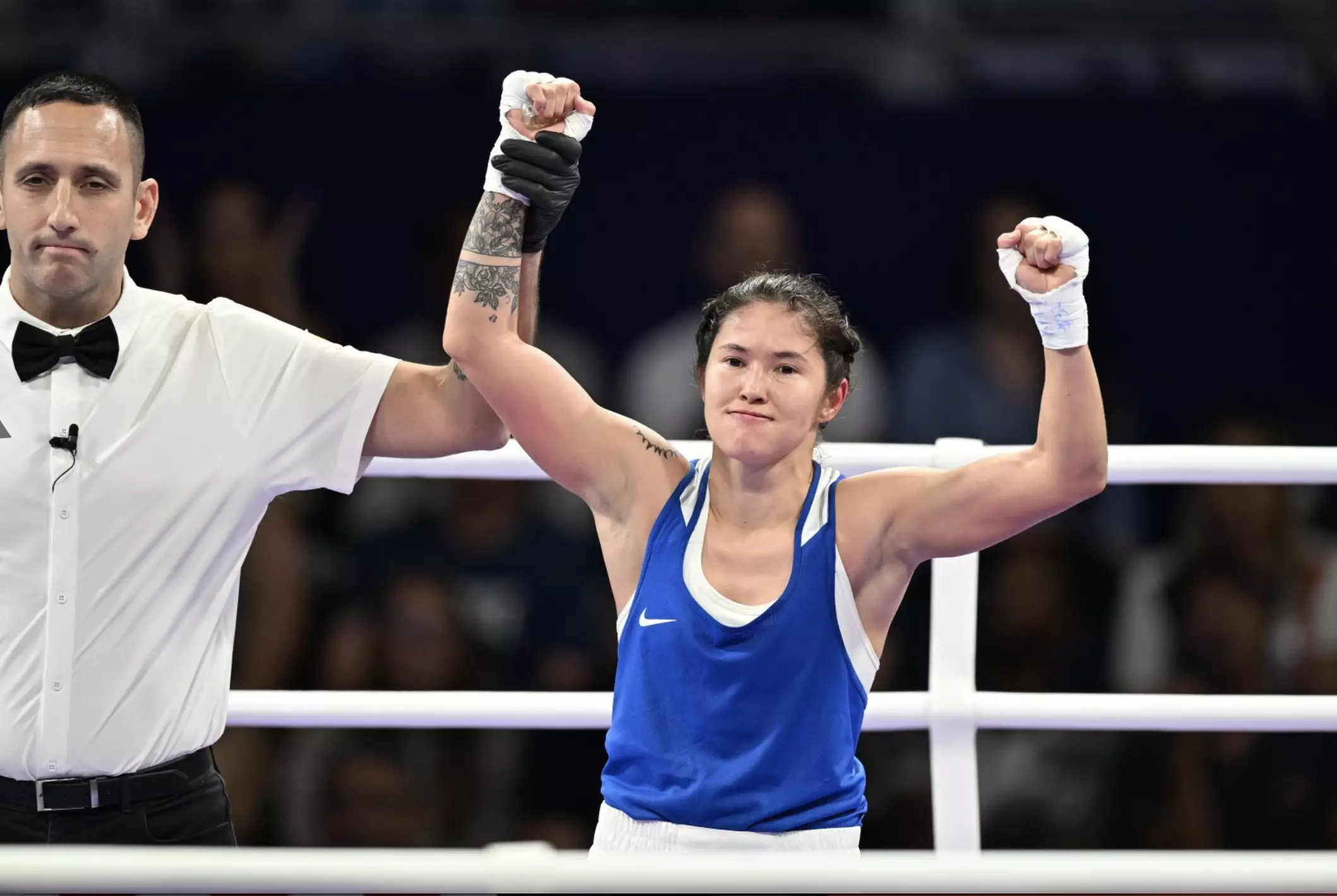 Назым Кызайбай вышла в четвертьфинал по боксу на Олимпиаде в Париже   