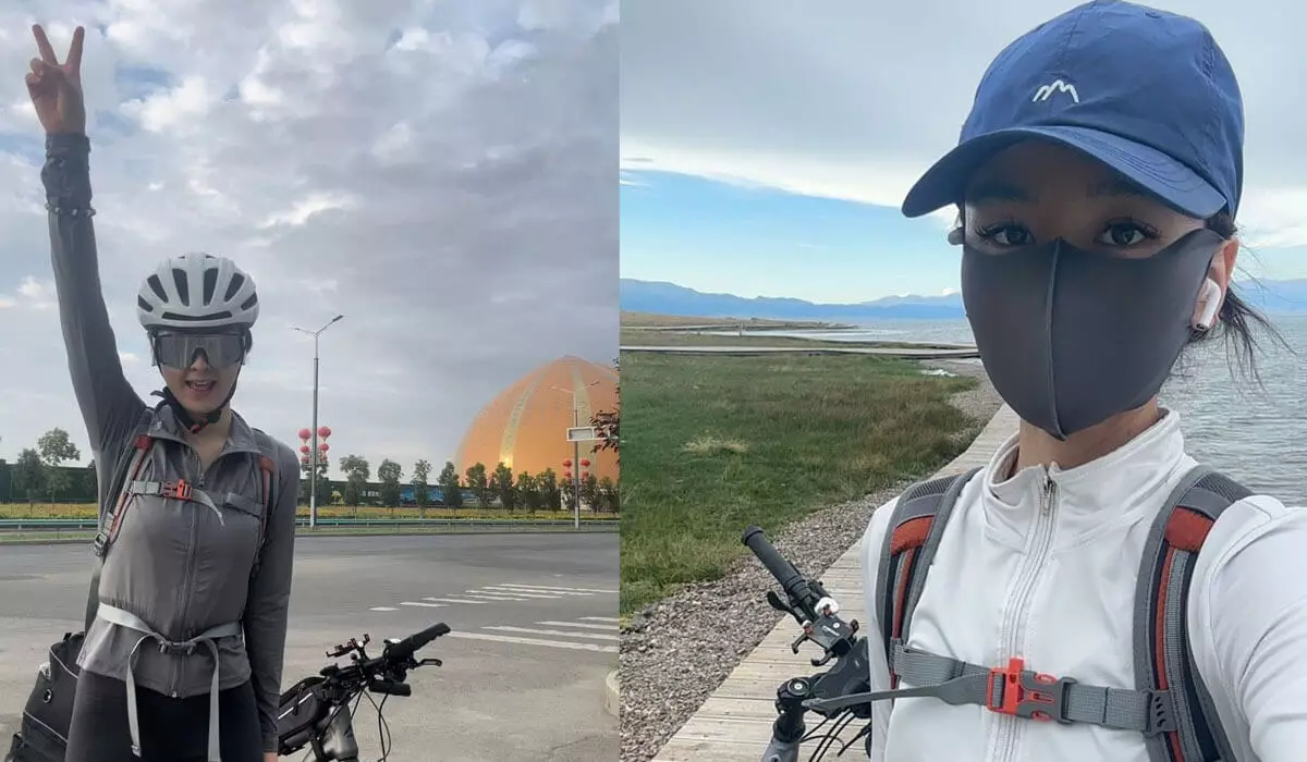 Қытайдағы қазақ қызы Астанаға велосипедпен келе жатыр (ВИДЕО)