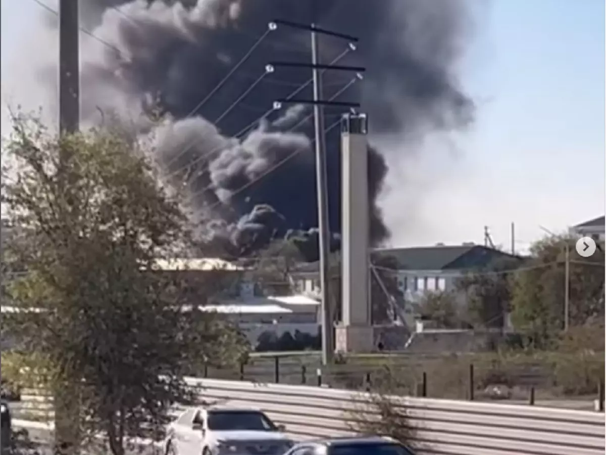 Пожар в Жанаозене попал на видео