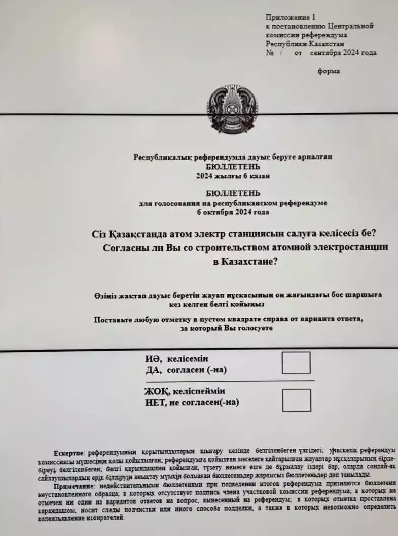 Форму и текст бюллетеня для голосования на референдуме по АЭС утвердила ЦИК