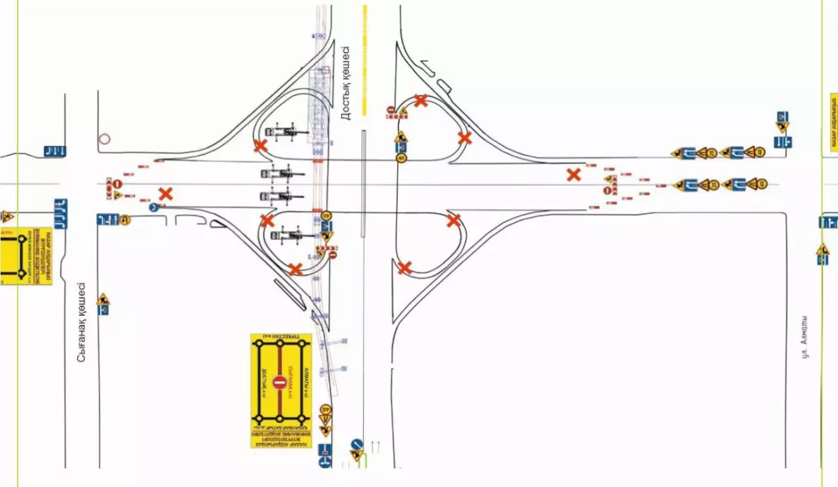 Движение перекроют на участке улицы из-за строительства LRT в Астане