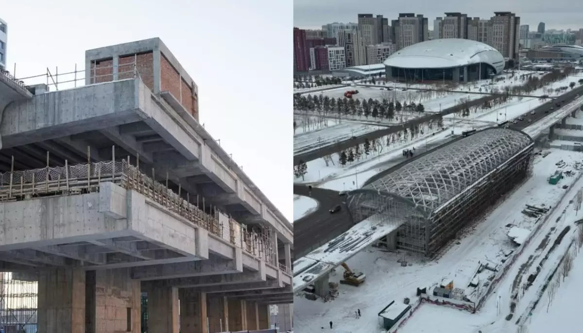 В Астане завершено строительство основных конструкций станций LRT