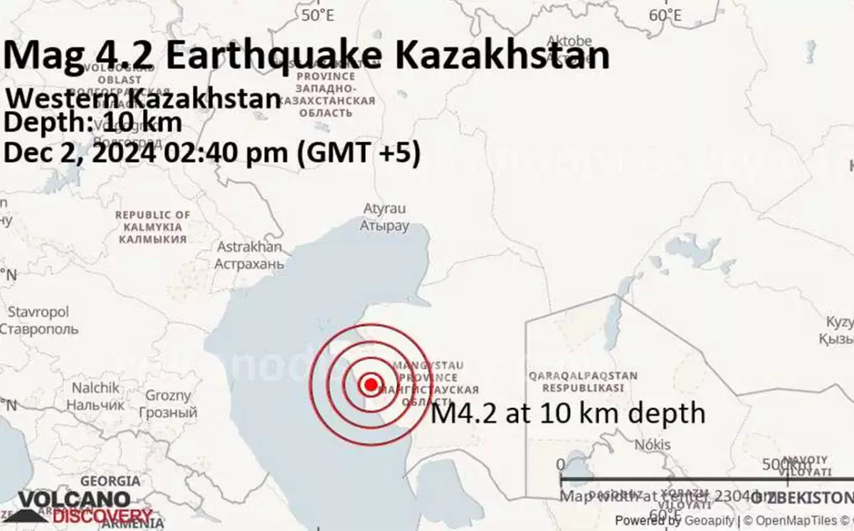Землетрясение произошло в Мангистауской области