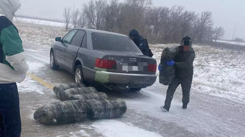 Наркокурьеров с крупной партией марихуаны задержали в Карагандинской области