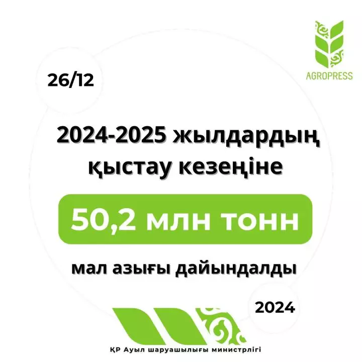 На период зимовки 2024-2025 гг. заготовлено 50,2 млн тонн кормов