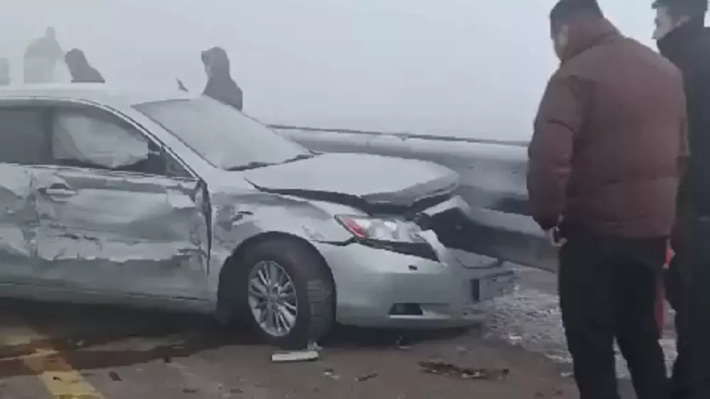 Появились фото и видео с места массового ДТП в Алматинской области