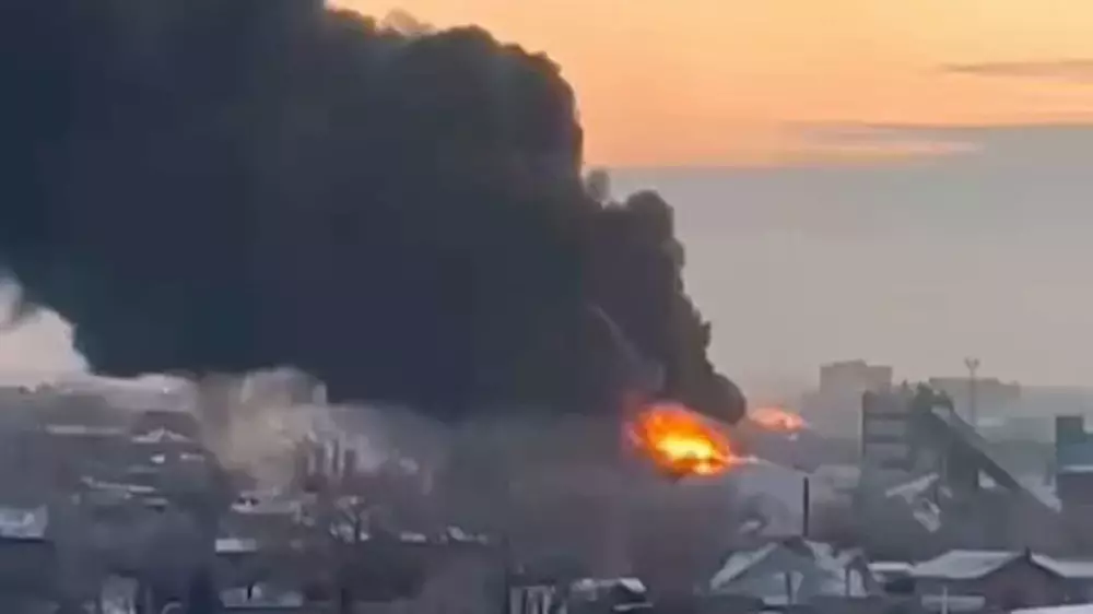 Стадион загорелся в Петропавловске