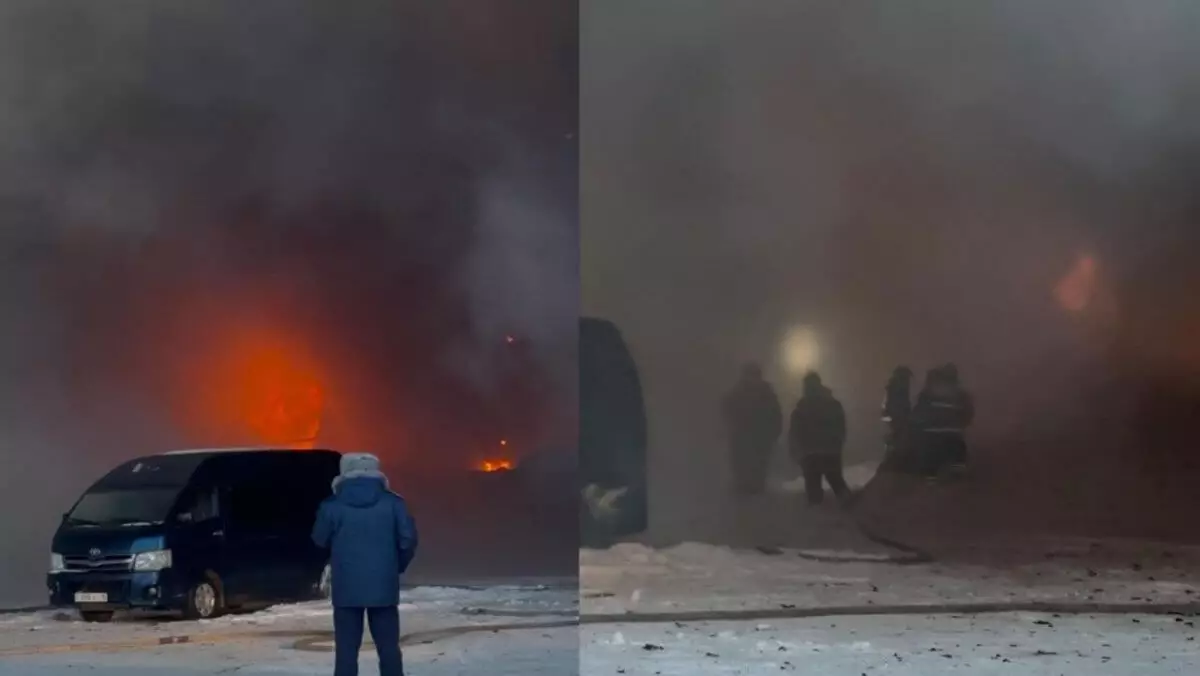 Стадион охватило огнем в Петропавловске (ВИДЕО)