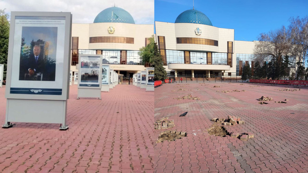 Фотографии Назарбаева убрали из сквера в Астане