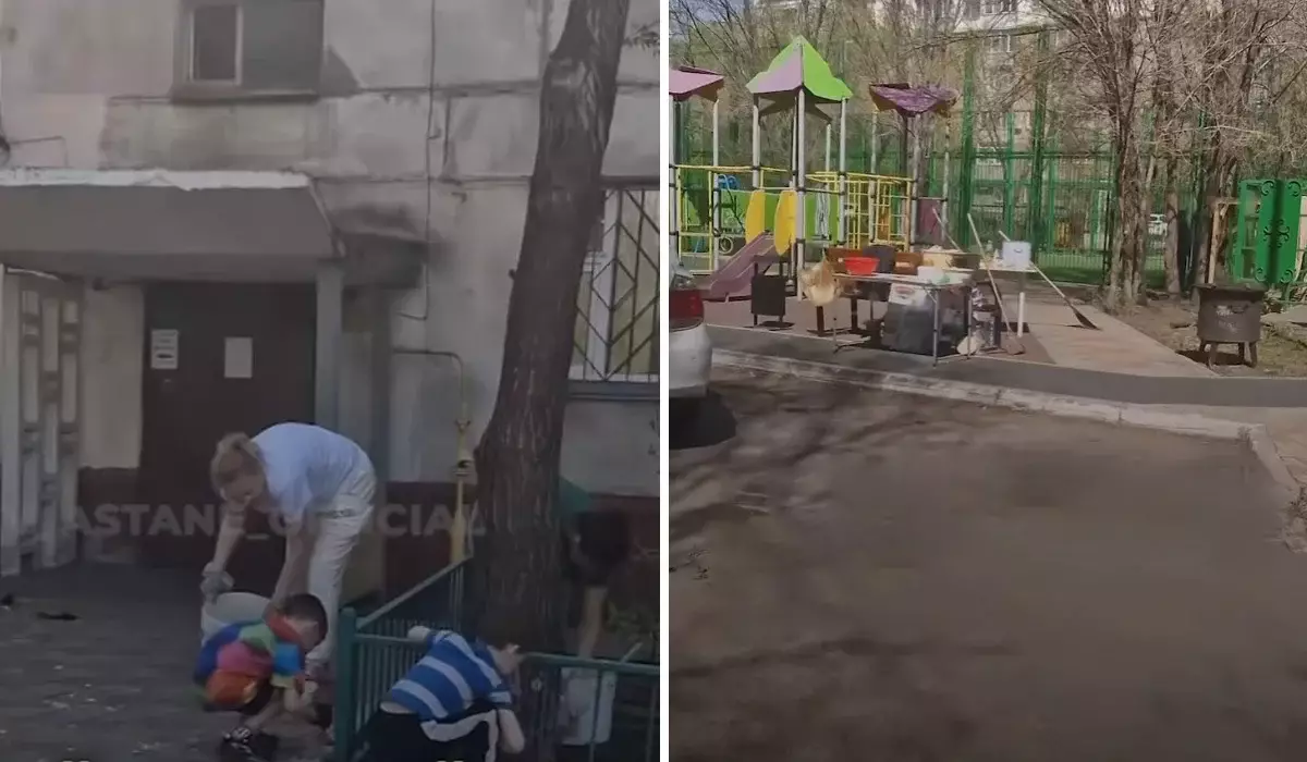Астанада сенбілікке шыққан көршілер аулада палау пісіріп, айналасын тазалады (ВИДЕО)