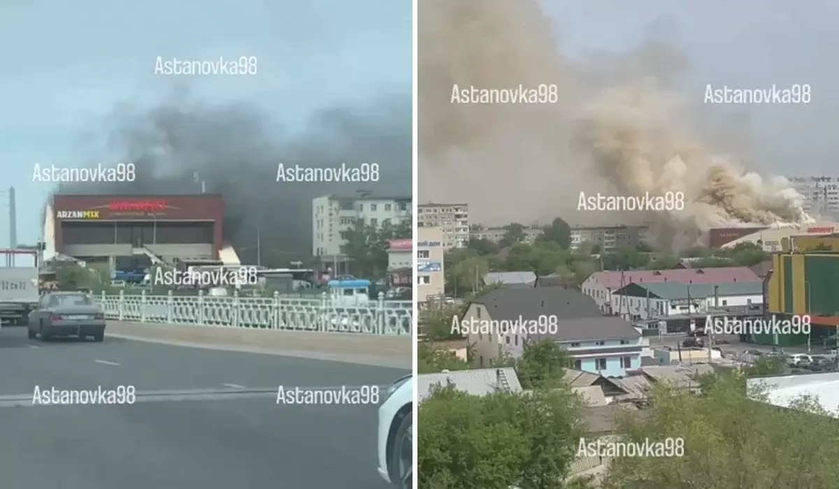 Астананың оң жағалауындағы «Шапағат» базары өртеніп жатыр