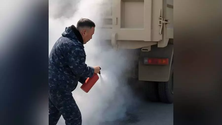 Абай облысында 20 тонна көмір тиеген жүк көлігі өртеніп кете жаздады