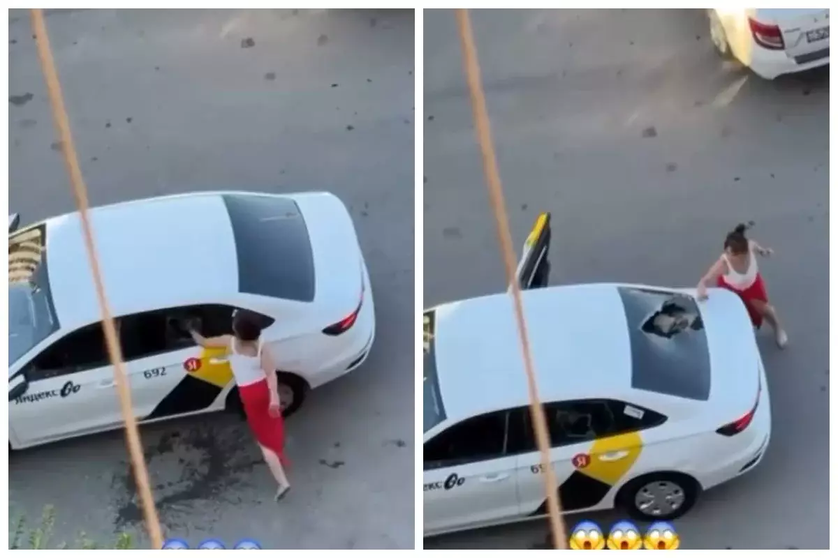 Шымкентте әйел Яндекс таксидің терезесін таспен сындырып, жүргізушісін тырнап тастады