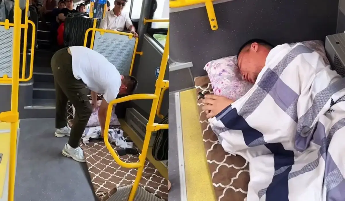 Жолаушы автобуста төсек салып жатып алды