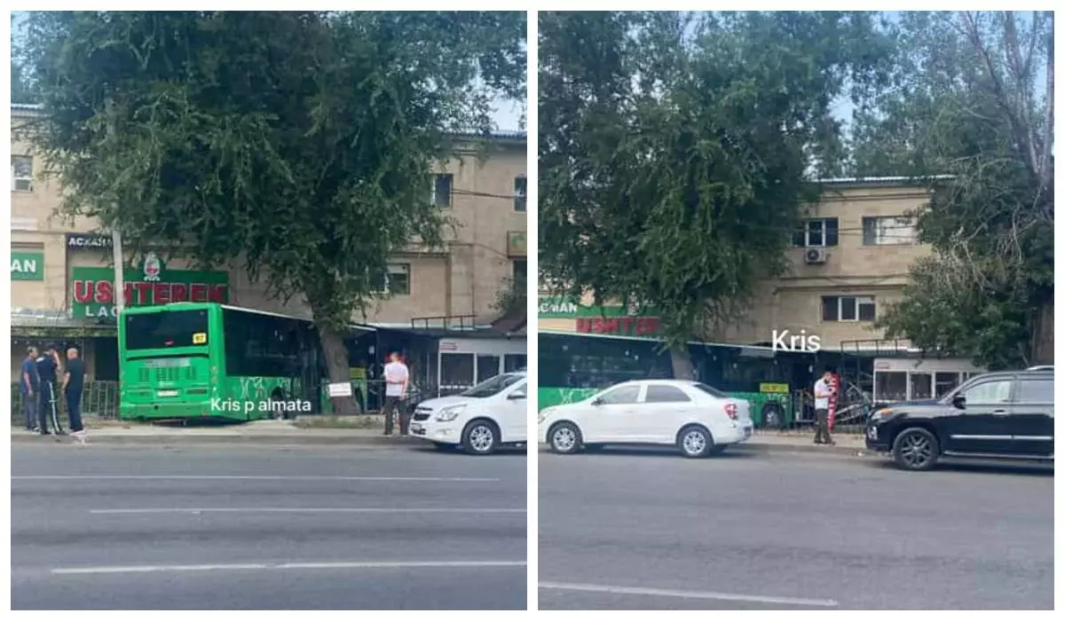 Пассажирский автобус столкнулся с автомобилем и врезался в дом в Алматы