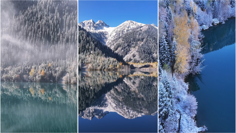 “Қыс пен күздің кездесуі“: қазақстандық Есік көліндегі сұлулықты көрсетті