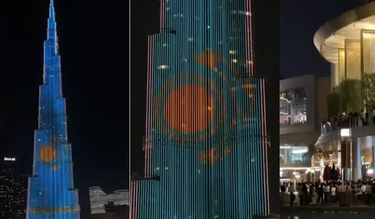 «Бурдж Халифа» Қазақстан туымен безендірілді (ВИДЕО)