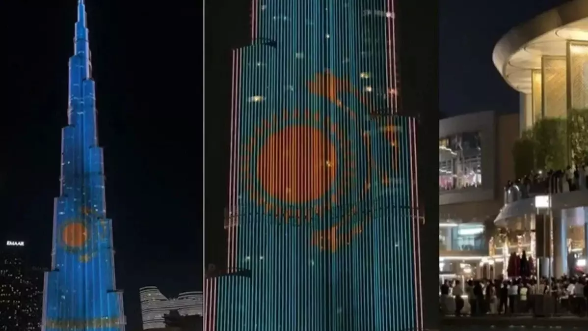 Әлемдегі ең биік ғимарат Қазақстанның көк туымен көмкерілді