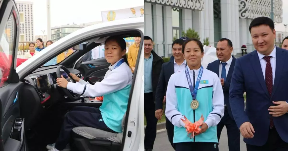  Тұңғыш рет әлем чемпионы атанған қазақ қызына темір тұлпар табысталды (ФОТО) 