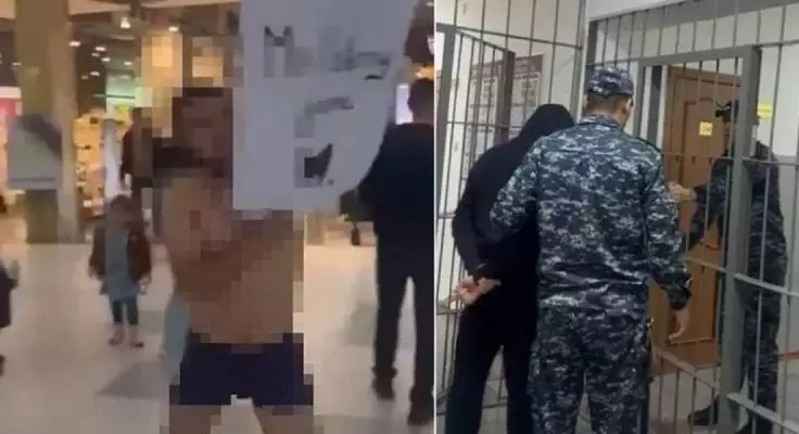 Астанада сауда орталығында іш киіммен жүгірген ер адам қамауға алынды