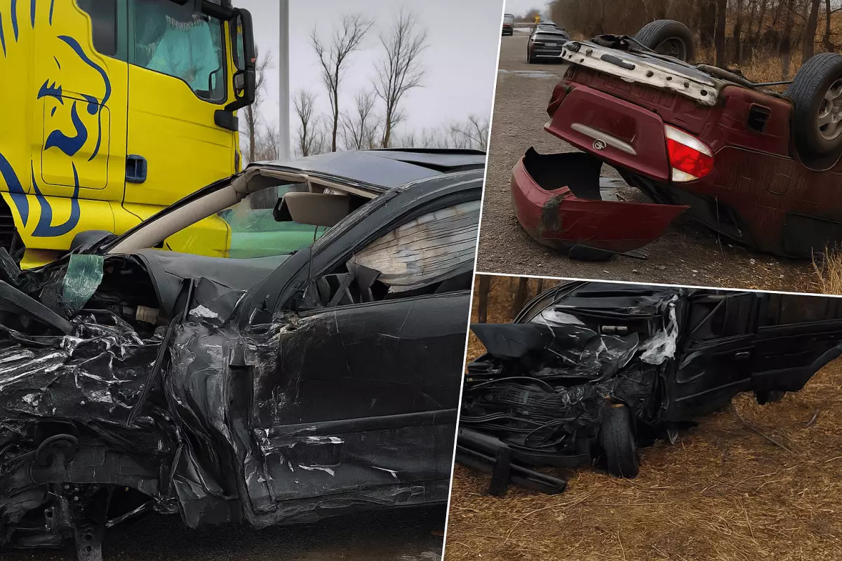 Lexus вылетел на встречку и смял три машины на трассе Алматы–Бишкек