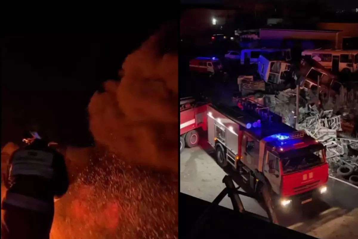 Крупная свалка автошин горела в Темиртау