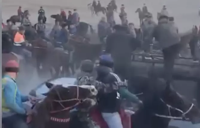 Қызылорда облысында өткен көкпар кезінде көлік жылқыларды қағып кеткен