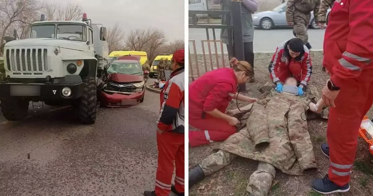  Талдықорғанда жеңіл автокөлік әскери жүк көлігімен соқтығысты 