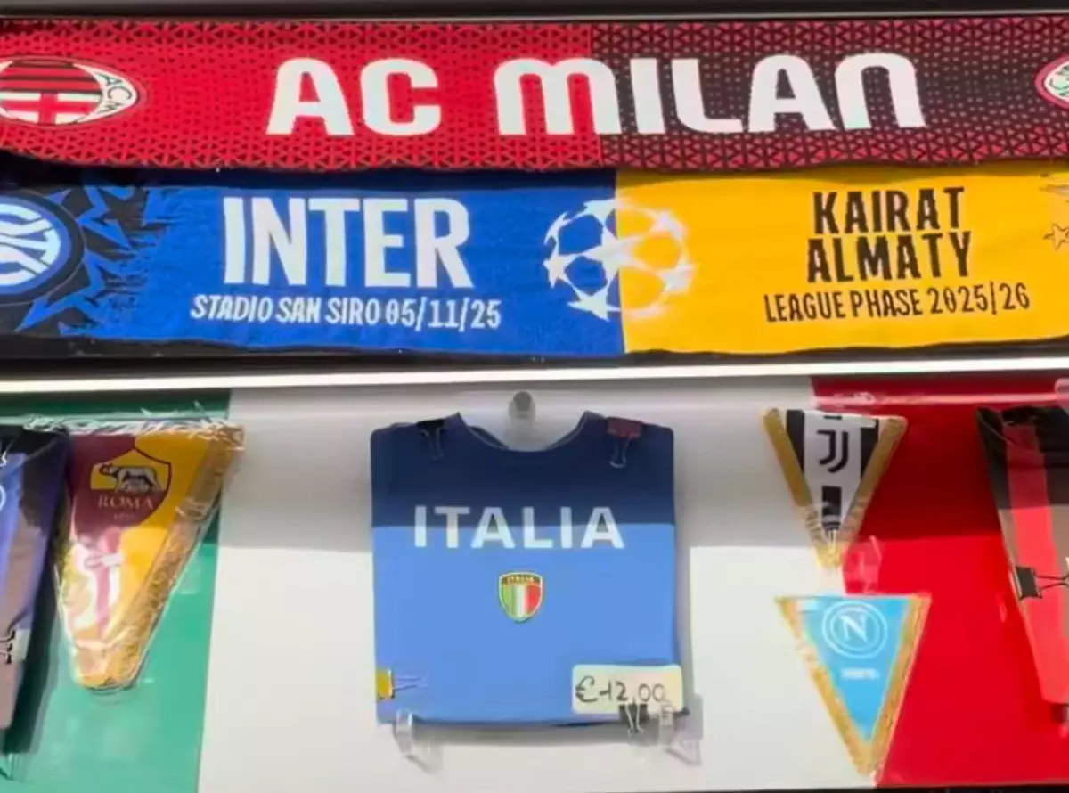 Эксклюзивный шарф к матчу «Интер-Кайрат» заметили на главной площади в Италии