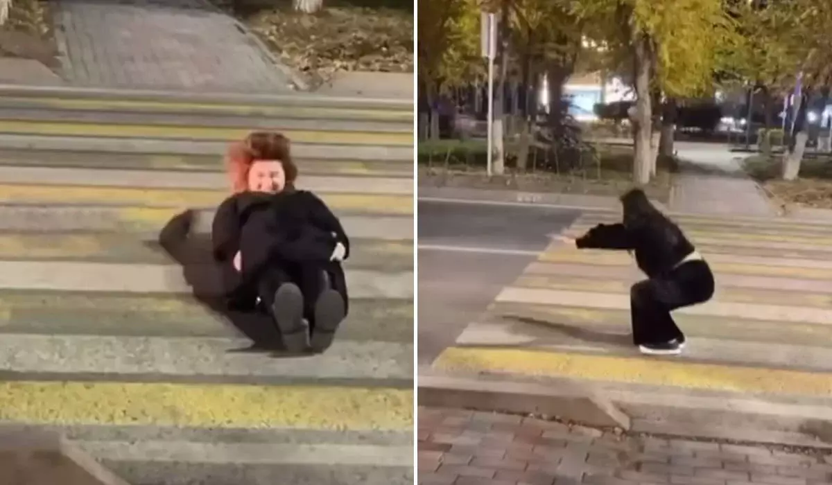 Две девушки легли на пешеходный переход ради видео в Атырау