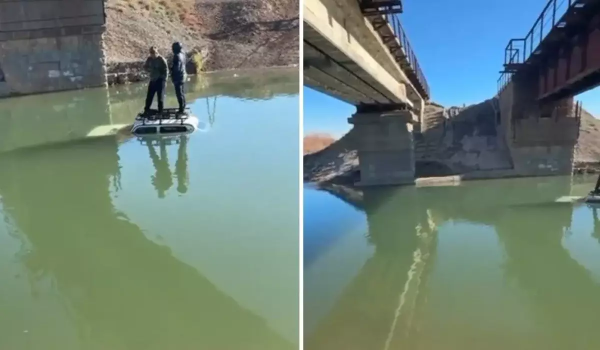 Түркістан облысында екі адам мінген көлік суға түсіп кетті