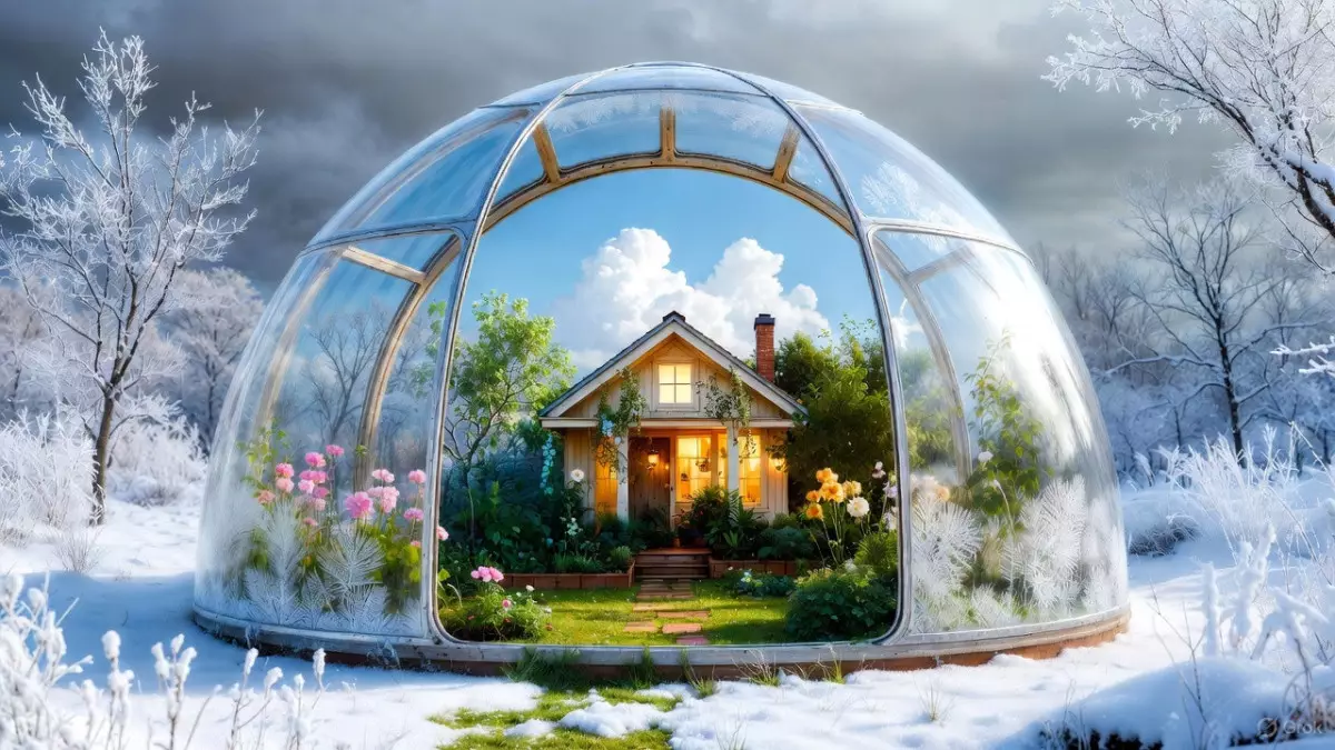 Зима снаружи - лето внутри: соцсети взорвал дом под куполом с бассейном