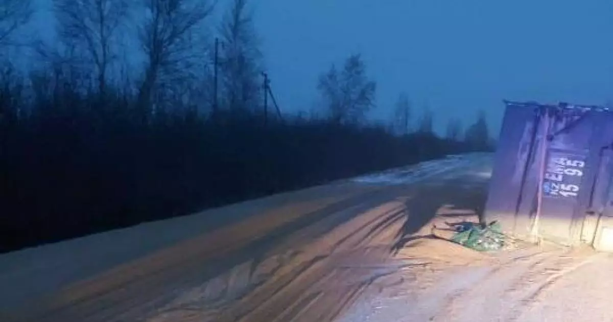  Солтүстік Қазақстанда арпа тиелген жүк көлігі аударылды 