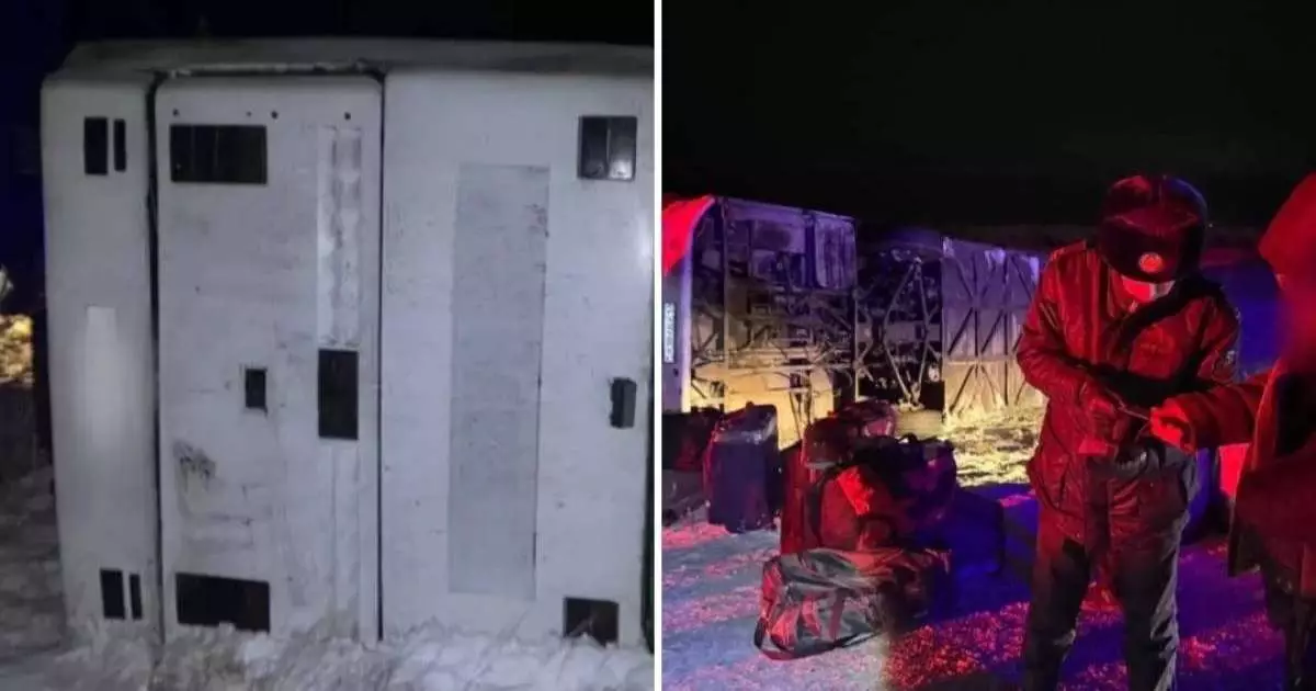  Павлодар облысында 50 жолаушысы бар автобус аударылып кетті 