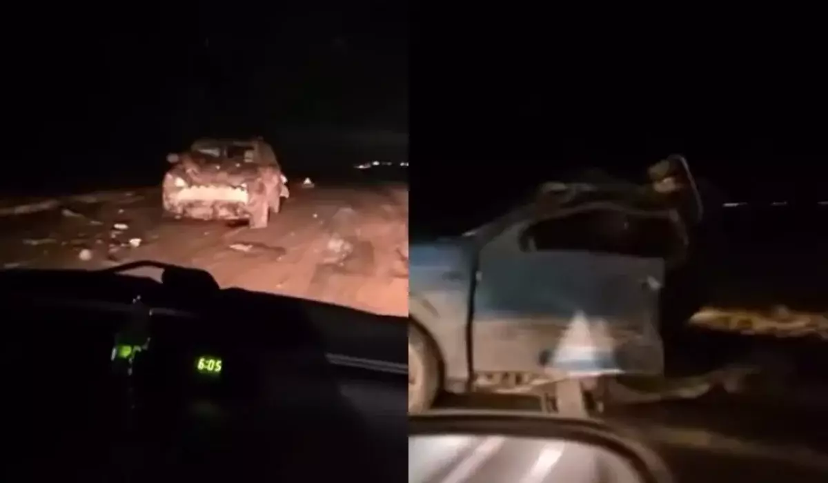 Қарағанды облысында жеңіл көлік екіге бөлініп кетті (ВИДЕО)