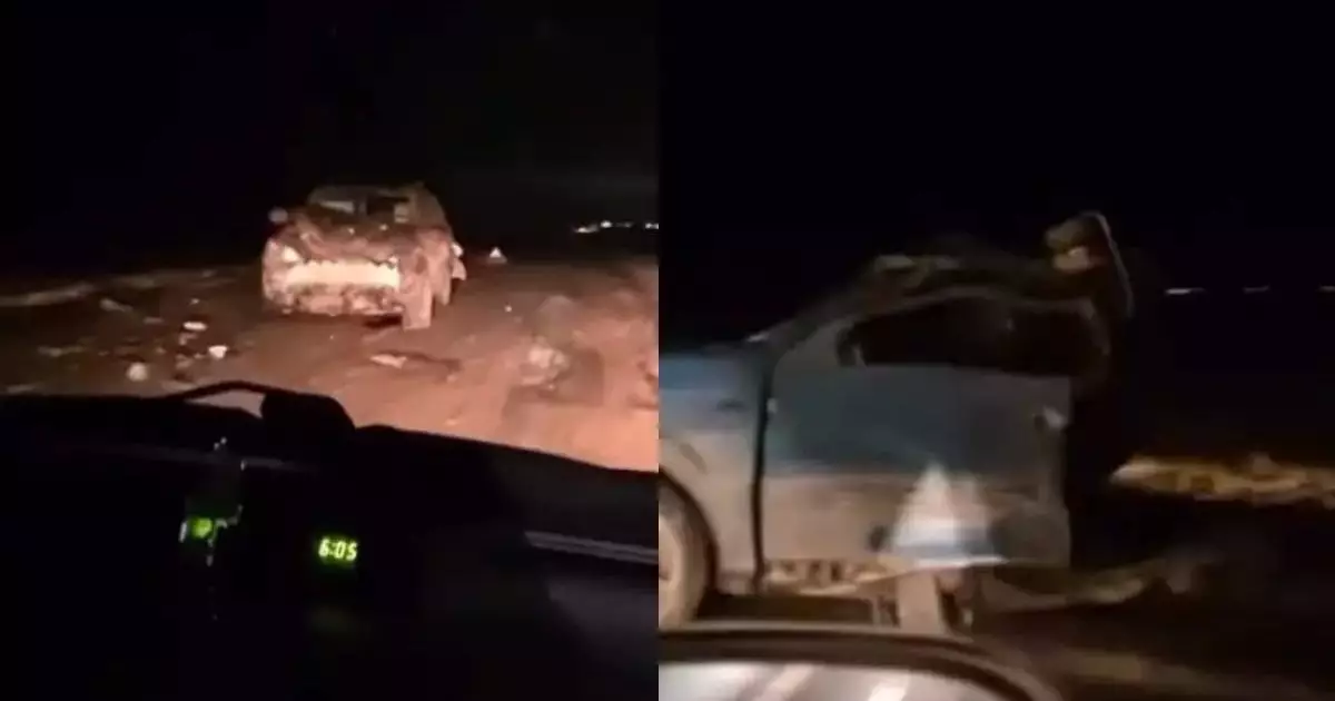  Қарағанды облысында жеңіл көлік қатты соққыдан екіге бөлініп кетті (ВИДЕО) 