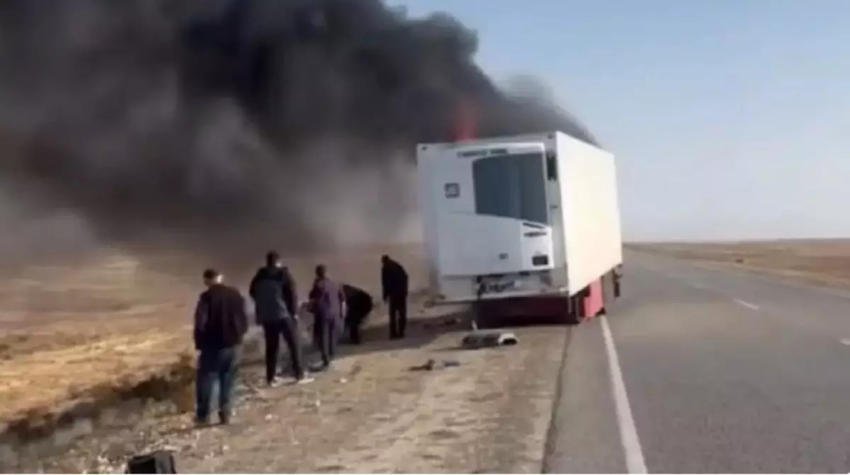 Прицеп грузовика загорелся на трассе в Мангистау (ВИДЕО)
