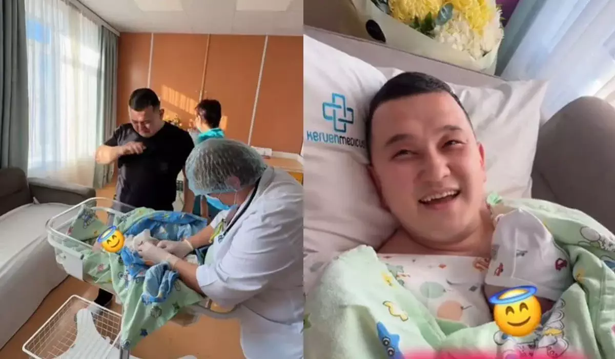 Блогер Елдос «Колобок» расплакался, впервые увидев новорожденного сына (ВИДЕО)