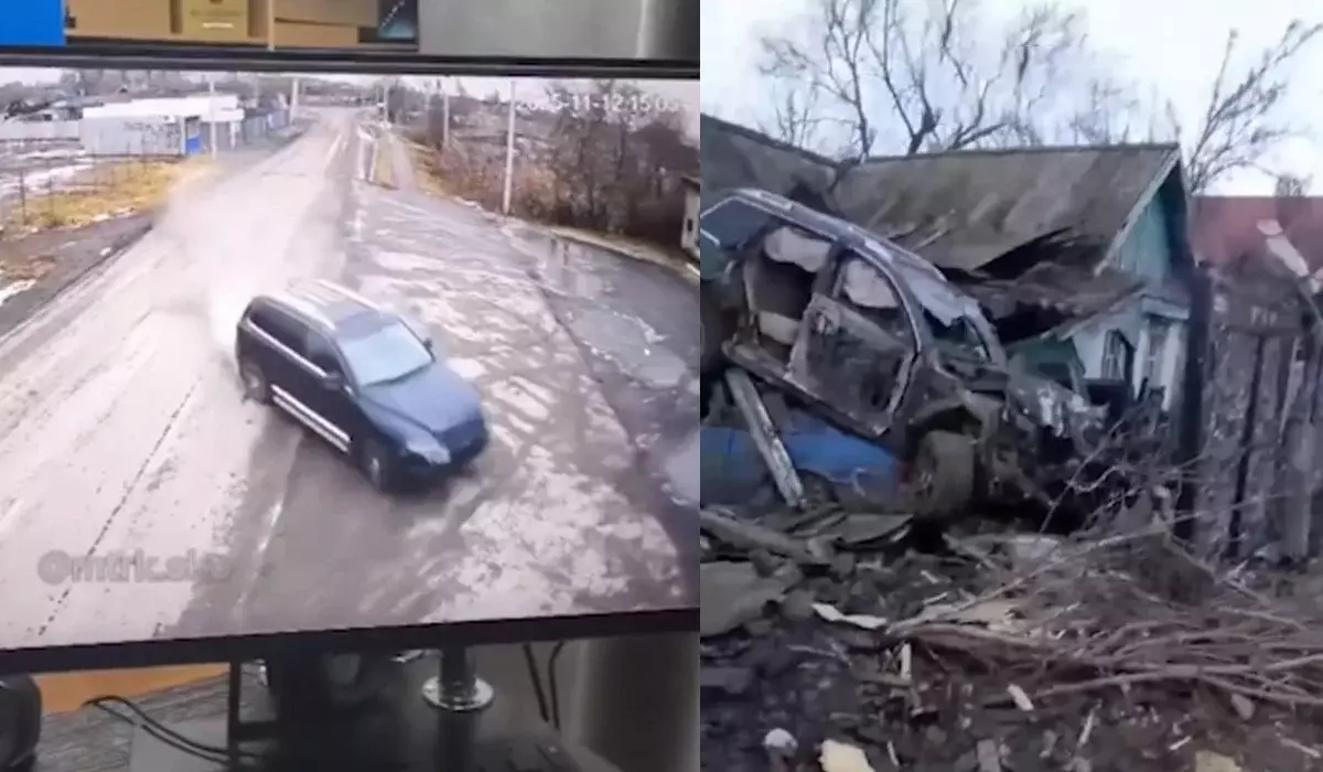 СҚО-да кроссовер жер үйдің қорасына соғылып, аулада тұрған көліктің үстіне шығып кетті (ВИДЕО)