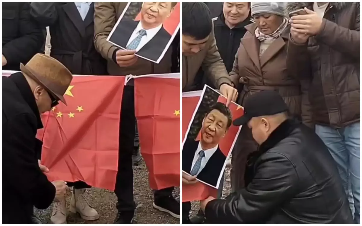 12 казахстанцев арестовали за акцию с поджогом флага Китая