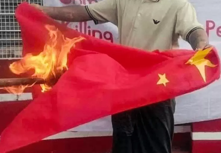 В Алматинской области арестовали 12 человек за поджог китайского флага и несанкционированный сбор