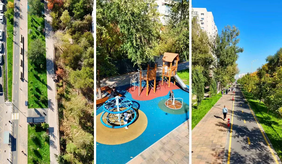 Жасыл желек пен жарық — Алматыда Торайғыров көшесінде ауқымды жаңарту жұмыстары аяқталды