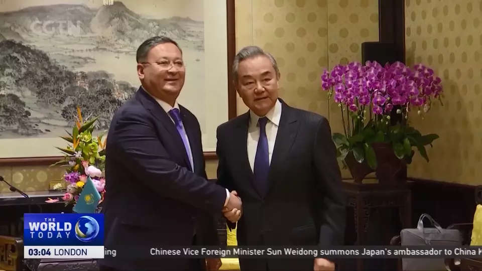 Министр иностранных дел Китая Ван И встретился с помощником президента Казахстана по торговле в Пекине.