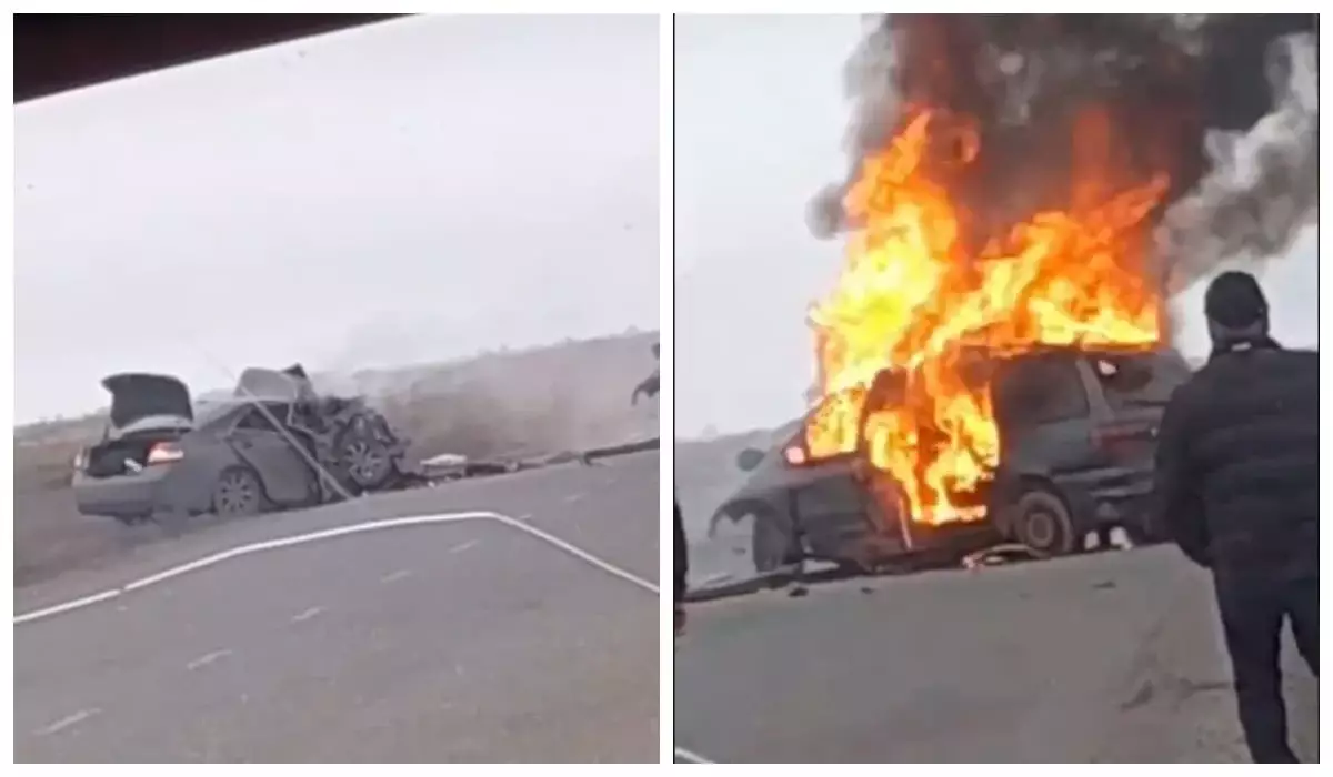 Загорелась машина: 8 человек погибли в жуткой аварии в ЗКО (ВИДЕО)