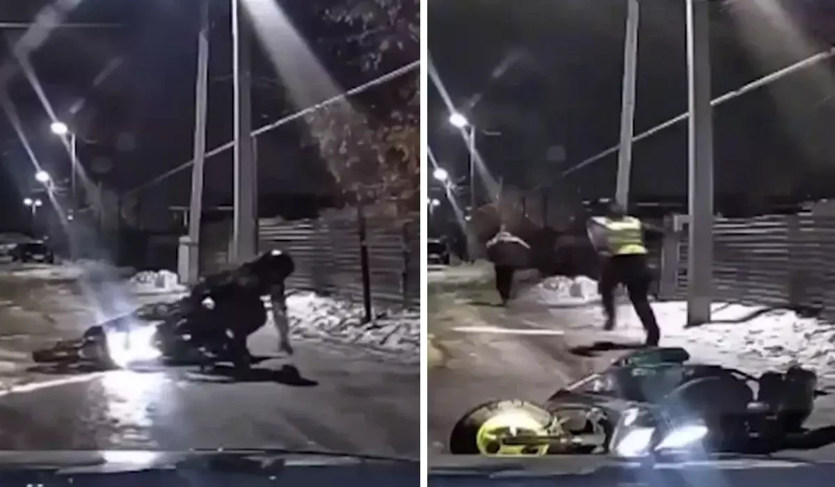 Астанада ішіп алған жүргізуші мопедін тастай салып, полиция қашты (ВИДЕО)