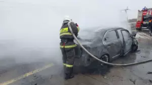 Павлодар облысында көлік түгі қалмай өртеніп кеткен